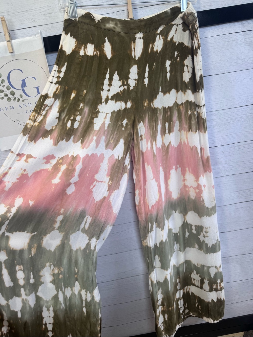 Young Fabulous & Broke Tie Dye Wide Leg Pants Small/ Medium Boho Rayon Palazzo - Picture 7 of 9